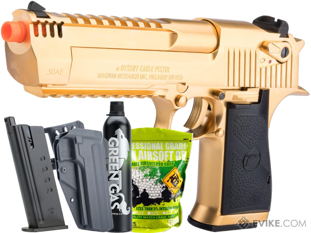Desert Eagle Licensed L6 .50AE Full Metal Gas Blowback Airsoft Pistol by Cybergun (Color: Gold Electroplated / Green Gas / Carry Plus Package)