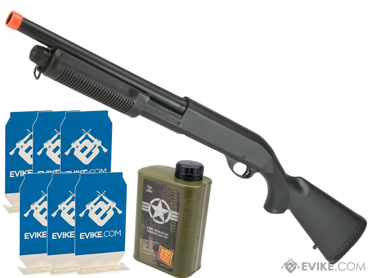 Evike.com Stay at Home Weapon Training / Target Shooting Airsoft Pack (Model: CYMA Standard Full Stock M870 Multi-Shot Airsoft Shotgun)