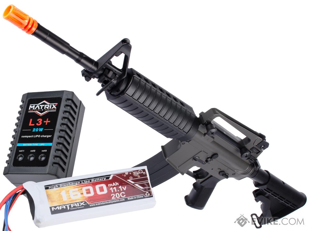 Golden Eagle M4A1 Carbine Airsoft AEG Rifle w/ Enhanced LiPo Ready Upgraded Gearbox (Package: Black - 11.1v LiPo Battery Package)