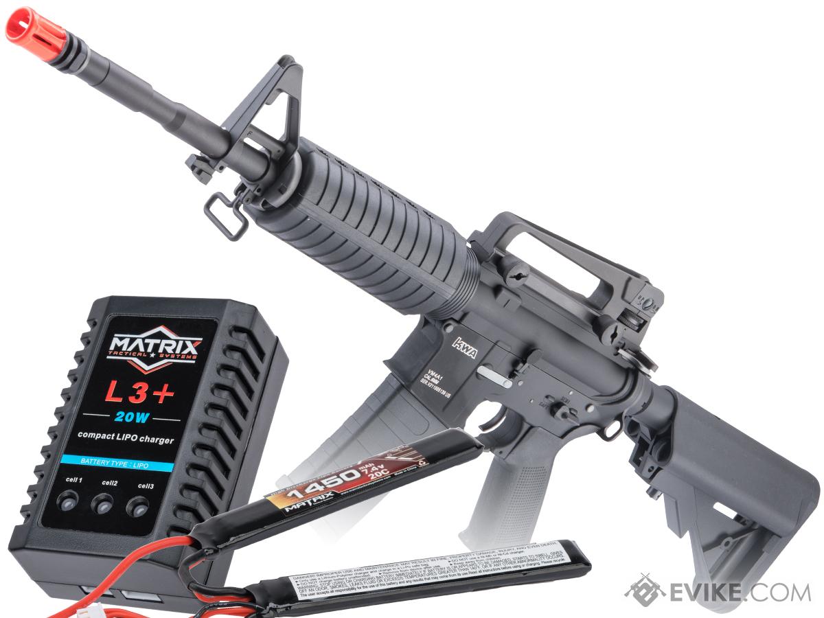 KWA Full Metal KM4A1 / M4 Carbine Airsoft AEG Rifle (Package: Add 7.4V 20C 1300mAh LiPo Battery + Charger)