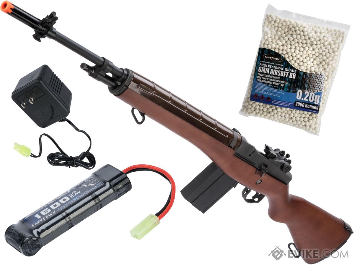 G&G Top Tech M14 w/ Imitation Wood Stock Airsoft AEG Rifle (Package: Add 8.4v 1600mAh Battery + Charger + BBs)