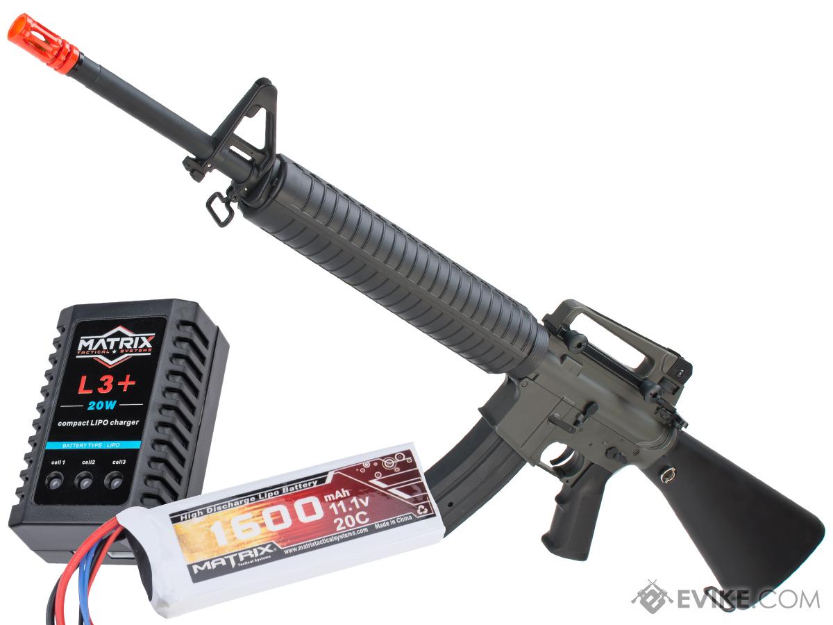 JG Enhanced LiPo Ready M16A3 Airsoft AEG Rifle (Package: Black - 11.1v LiPo Battery Package)