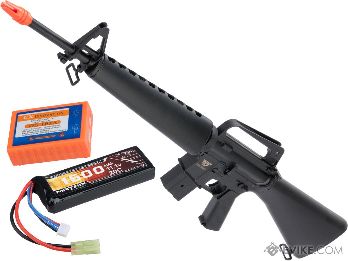 JG M16 Vietnam Airsoft AEG Rifle w/ Lipo Ready Gearbox (Package: Add 11.1v 1600mAh LiPo Battery + Smart Charger)