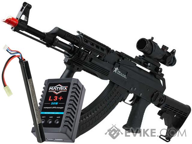 Echo1 AK47 Contractors Personal Weapon AK74 (C.P.W) Full Size Airsoft AEG Electric Rifle - (Package: Add 11.1v 1250mAh LiPo Battery + Smart Charger)