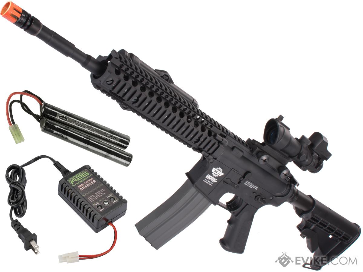 Evike Custom Class I G&G M4 Airsoft AEG Rifle - Daniel Defense 9 Black (Package: Add 9.6 Butterfly Battery + Smart Charger)
