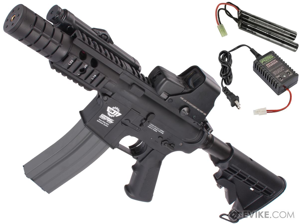 Evike Custom Class I G&G M4 Patriot Airsoft AEG Rifle - Black (Package: Add 9.6 Butterfly Battery + Smart Charger)