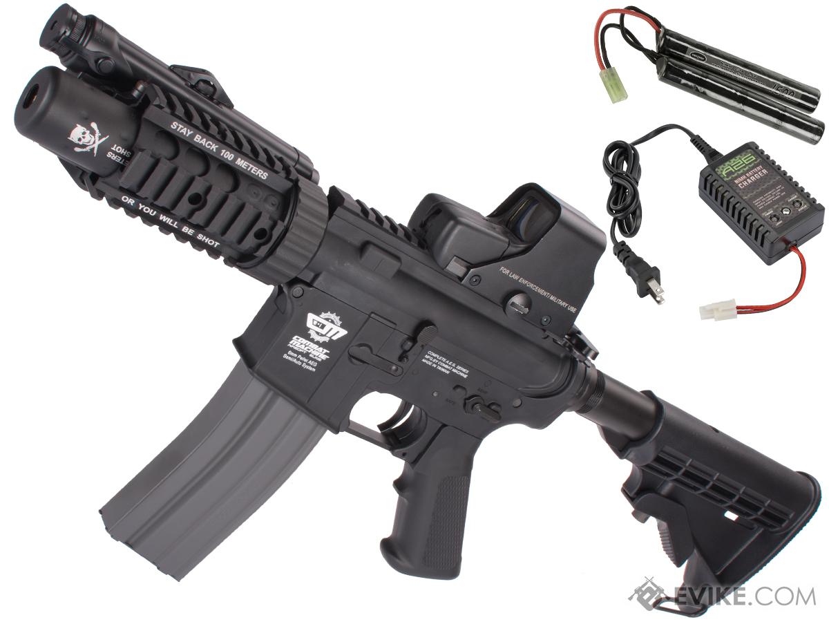 Evike Custom Class I G&G M4 Stubby Killer Airsoft AEG Rifle - Black (Package: Add 9.6 Butterfly Battery + Smart Charger)