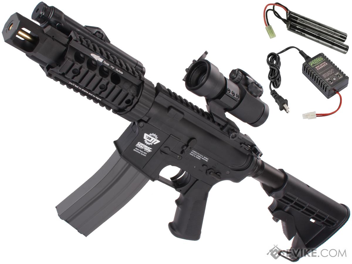 Evike Custom Class I G&G TANK M4 Airsoft AEG Rifle - Black (Package: Add 9.6 Butterfly Battery + Smart Charger)