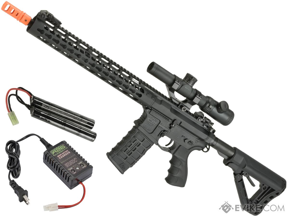 G&G CM16 Wild Hog Polymer Airsoft AEG Rifle with 13.5 Keymod Rail (Package: Add 9.6 Butterfly Battery + Smart Charger)
