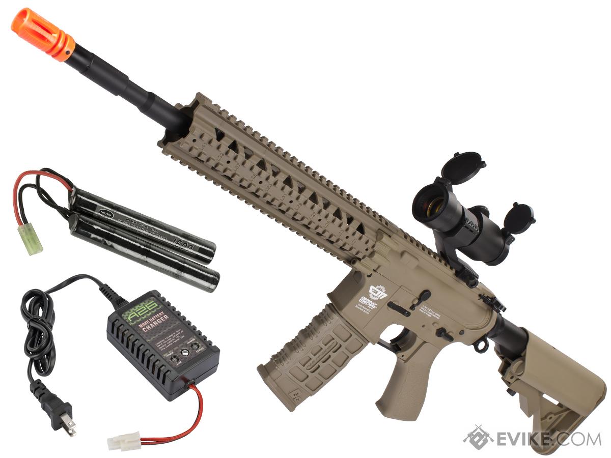 G&G CM16 R8-L Airsoft AEG Rifle Combo Package w/ Scope (Package: Tan / Add 9.6 Butterfly Battery + Smart Charger)