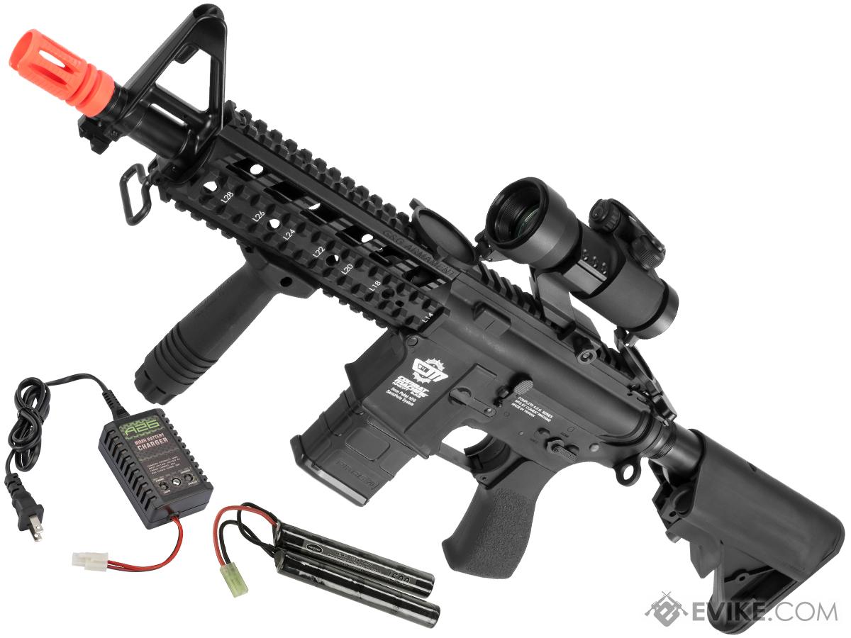 G&G Combat Machine 16 Raider CQB Airsoft AEG Rifle - Black (Package: Add 9.6 Butterfly Battery + Smart Charger)