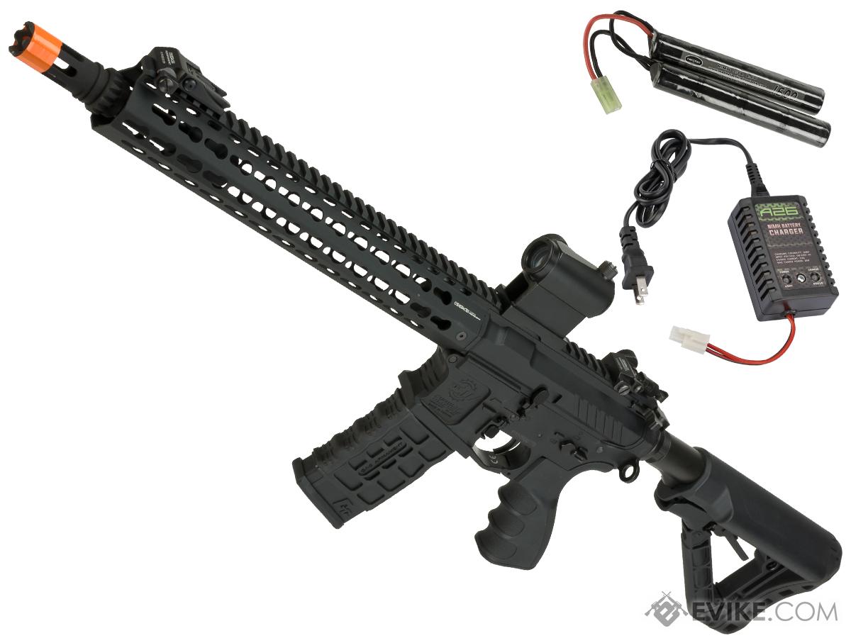 G&G Combat Machine CM16 SRXL Airsoft M4 AEG Rifle with Keymod Rail - 12 (Package: Black / Add 9.6 Butterfly Battery + Smart Charger)