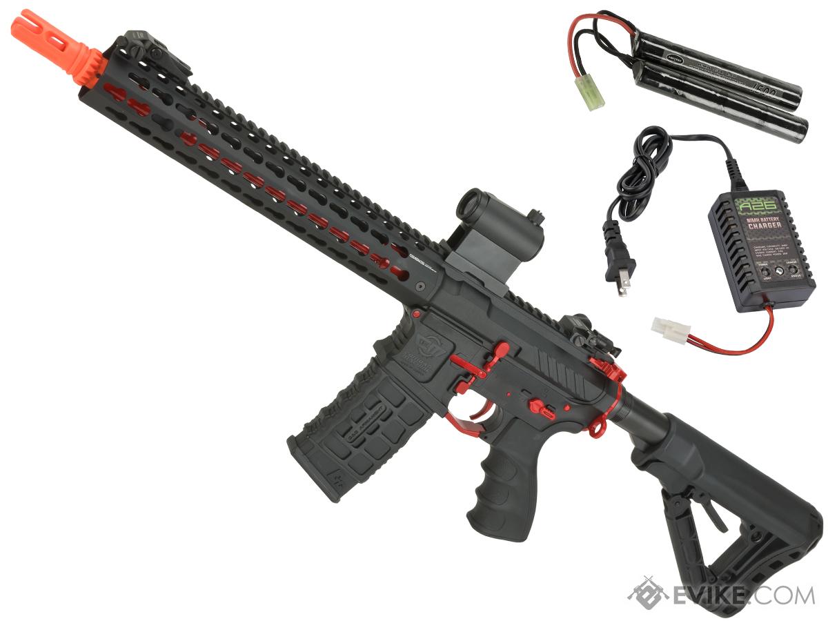 G&G Combat Machine CM16 SRXL Airsoft M4 AEG Rifle with Keymod Rail - 12 (Package: Red / Add 9.6 Butterfly Battery + Smart Charger)