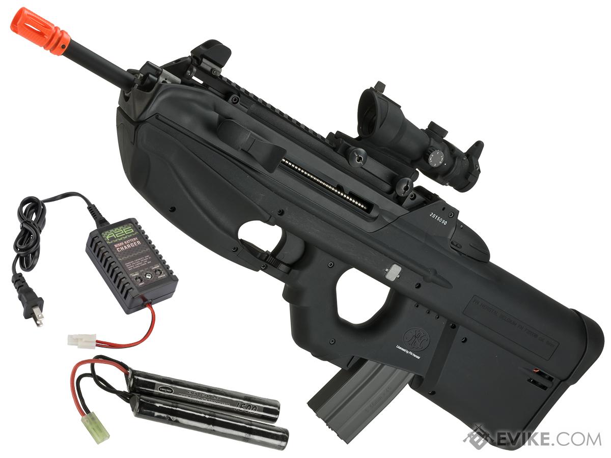 G&G FN Herstal Licensed FN2000 Airsoft AEG Rifle (Package: Black / Tactical Long Barrel / Add 9.6 Butterfly Battery + Smart Charger)