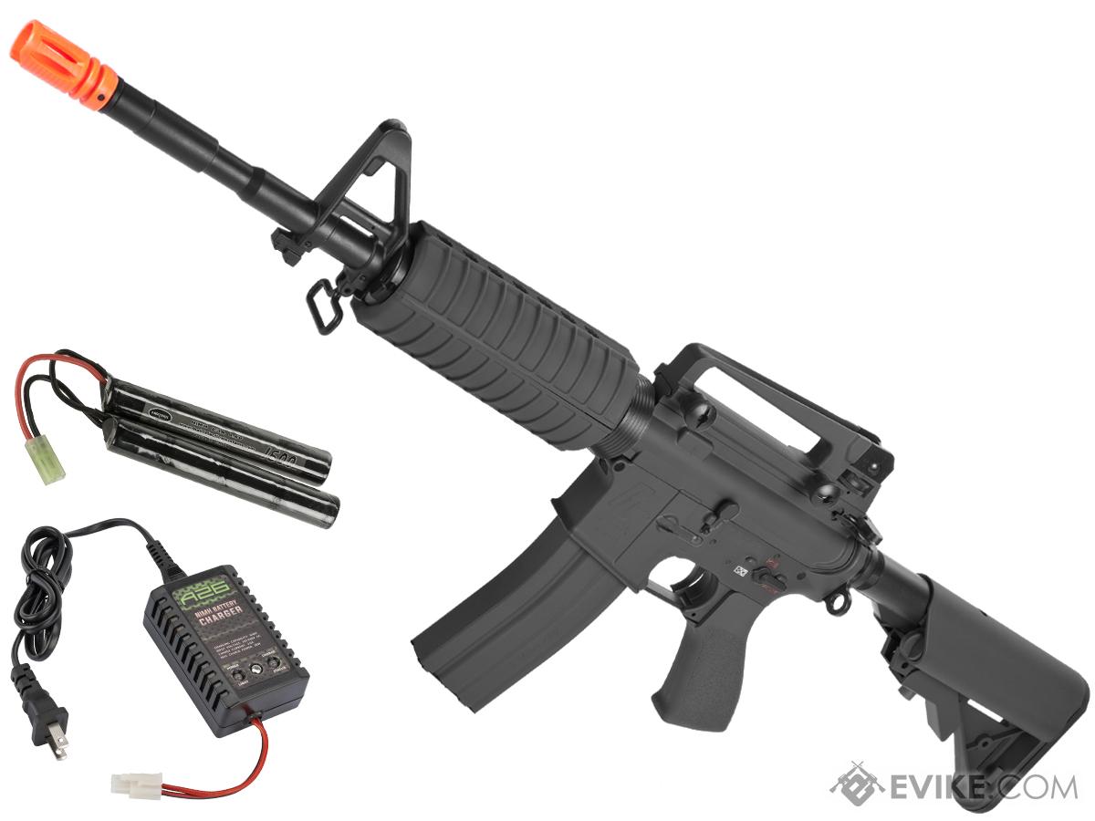 G&G Full Metal M4 Carbine Airsoft AEG Rifle w/ Crane Stock - Black (Package: Add 9.6 Butterfly Battery + Smart Charger)