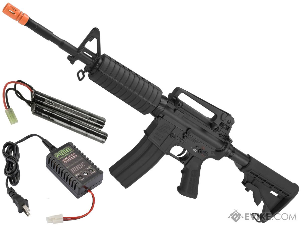 G&G Full Metal M4 Carbine Airsoft AEG Rifle w/ LE Stock - Black (Package: Add 9.6 Butterfly Battery + Smart Charger)