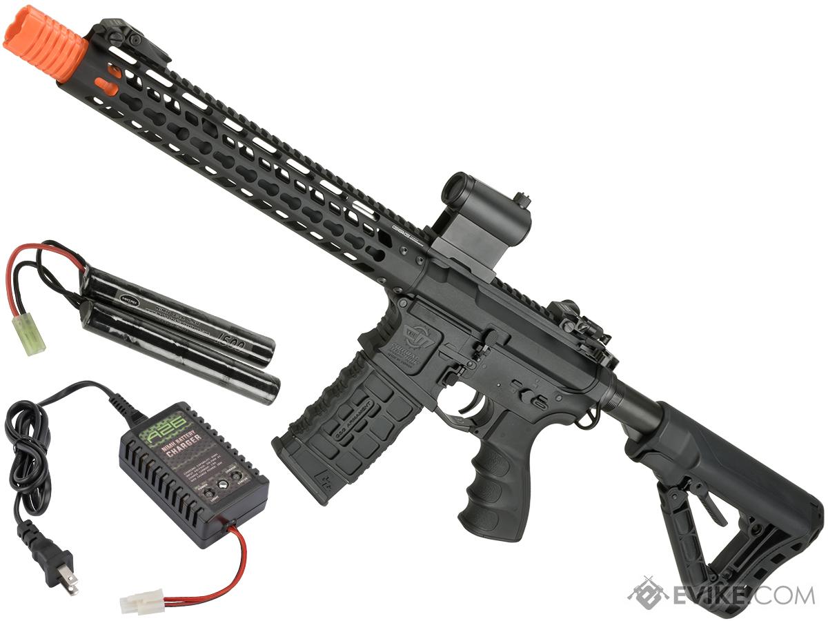 G&G GC16 Wild Hog Polymer Airsoft AEG Rifle with 12 Keymod Rail - Black (Package: Add 9.6 Butterfly Battery + Smart Charger)