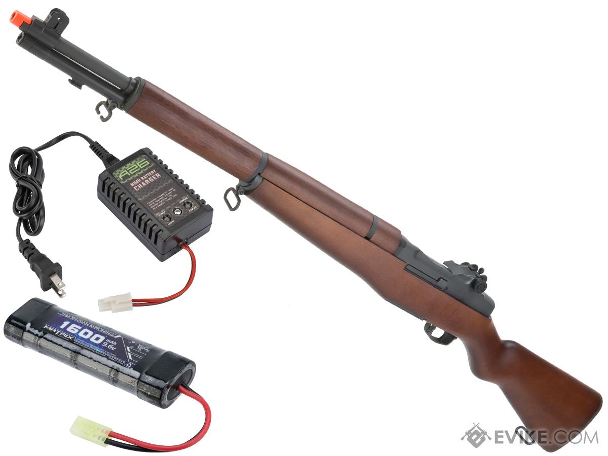 G&G M1 Garand Full Size Airsoft AEG Rifle with Real Wood Stock (Package: Add 9.6 Small Type Battery + Smart Charger)