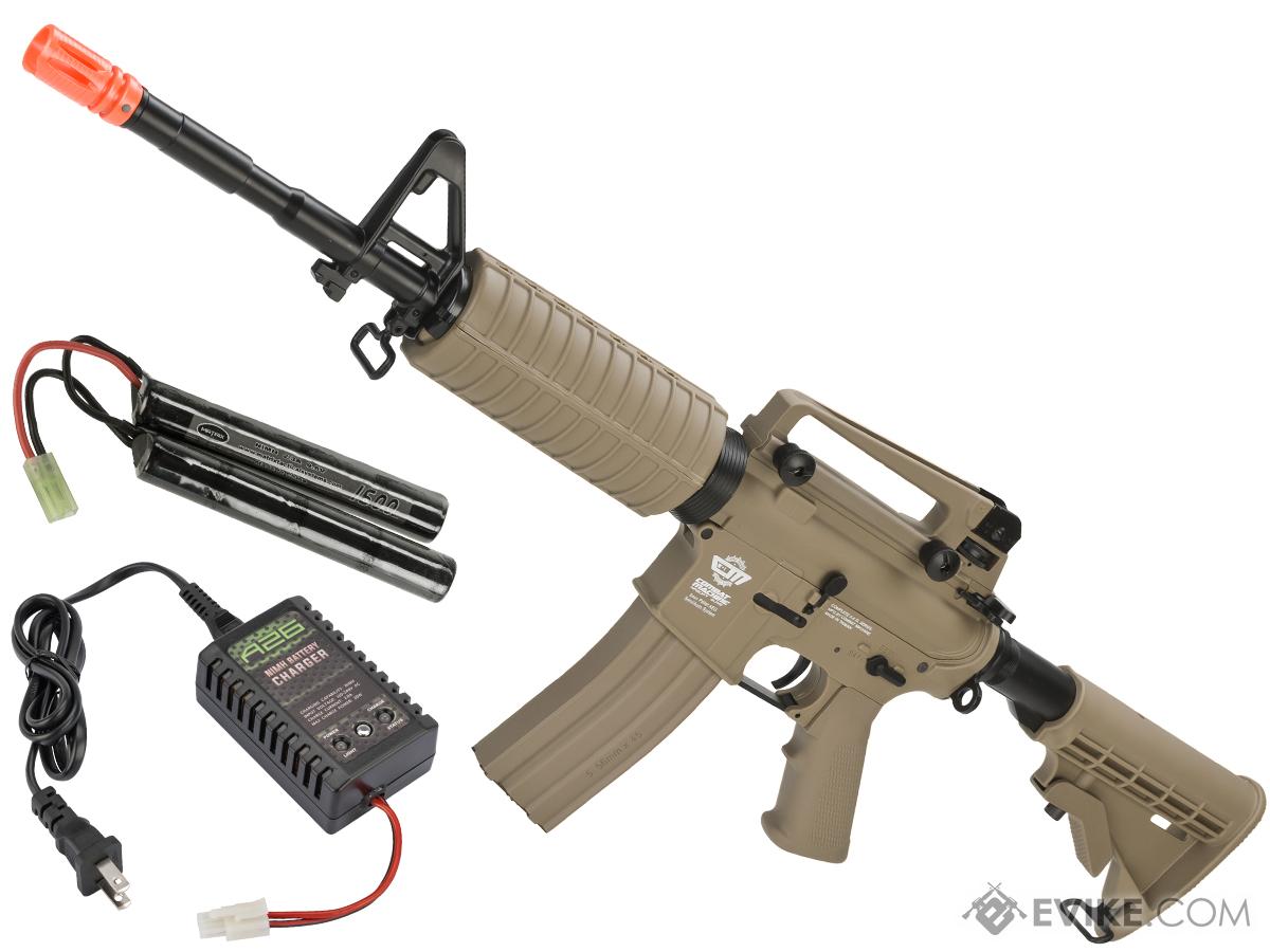 G&G M4 Carbine Combat Machine Airsoft AEG Rifle (Package: Tan / Add 9.6 Small Type Battery + Smart Charger)