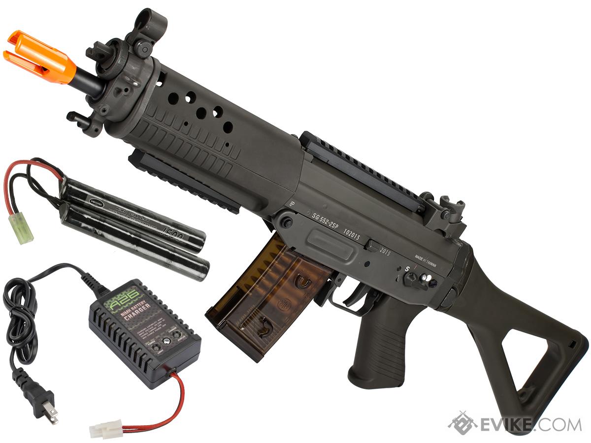 G&G Swiss Arms Sig Sauer Licensed SG552 Full Metal Airsoft AEG Rifle - (Package: Add 9.6 Butterfly Battery + Smart Charger)