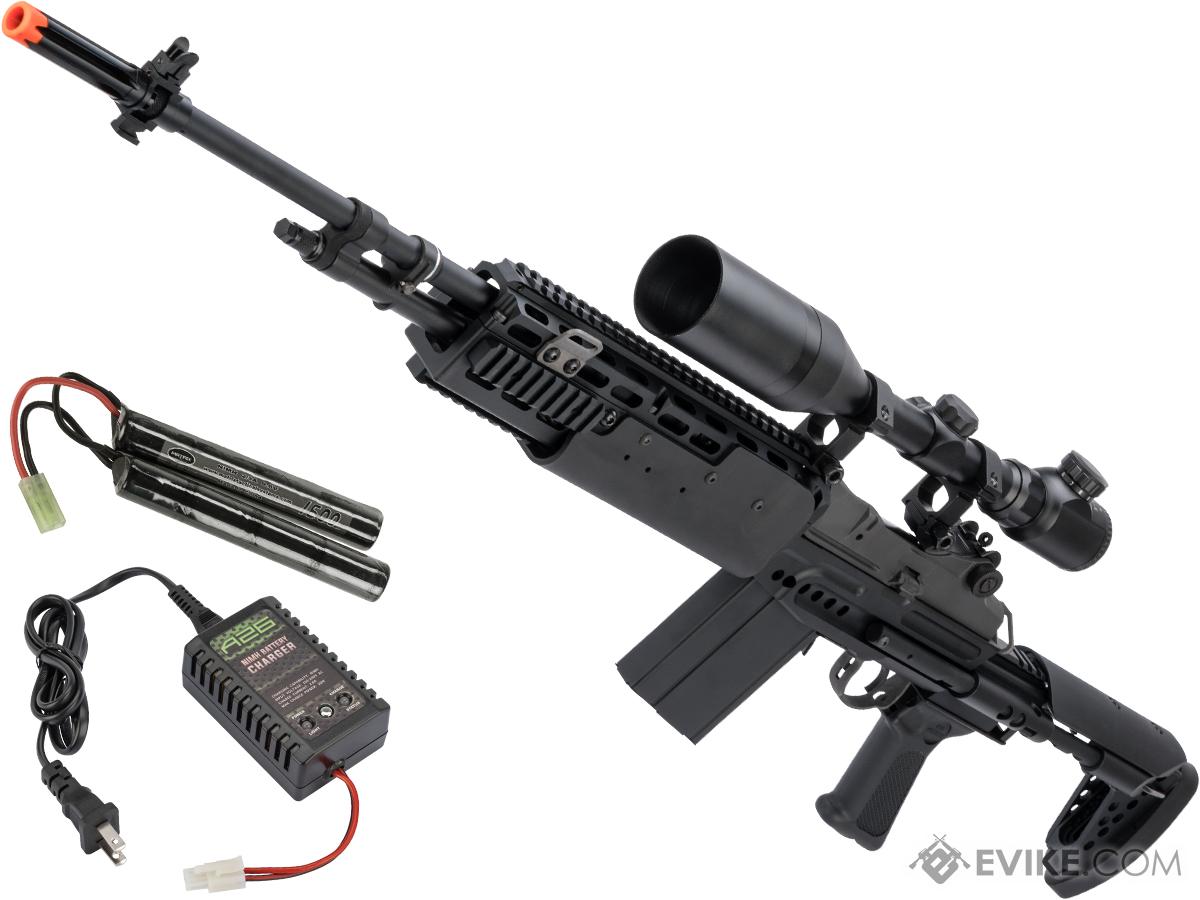 G&G Top Tech M14 HBA Full Metal Full Size Airsoft AEG Rifle - (Package: Add 9.6 Butterfly Battery + Smart Charger)