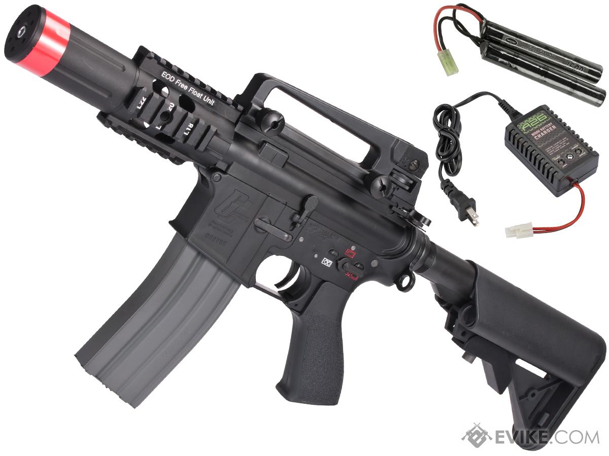 Evike Class I Custom G&G Full Metal M4 Fighting Cat Airsoft AEG Rifle w/ Crane Stock - Black (Package: Add 9.6 Butterfly Battery + Smart Charger)