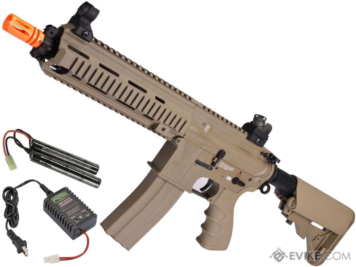 G&G Top Tech Full Metal Blowback T4-18 SBR Airsoft AEG Rifle (Package: Tan / Add 9.6 Butterfly Battery + Smart Charger)