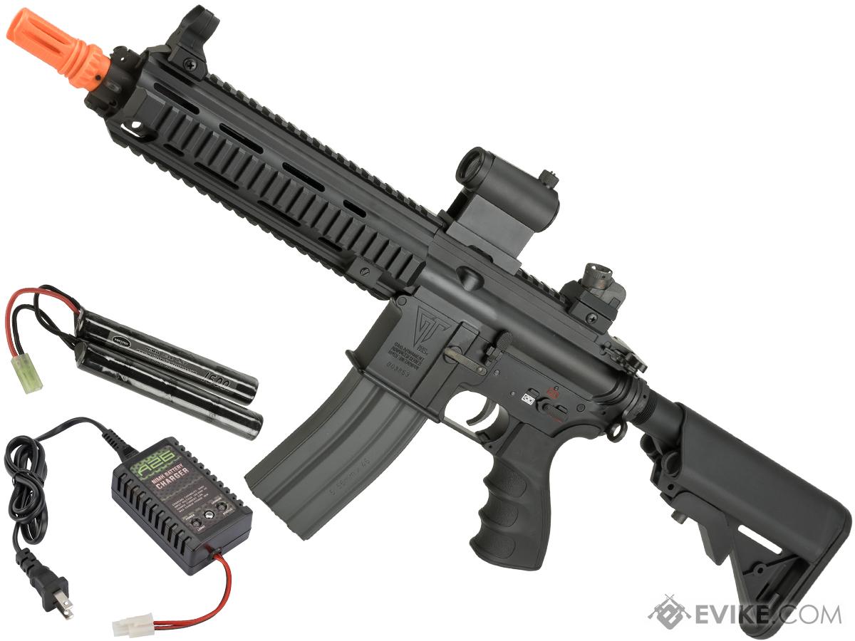 G&G Top Tech Full Metal Blowback TR4-18 SBR Airsoft AEG Rifle (Package: Black / Add 9.6 Butterfly Battery + Smart Charger)