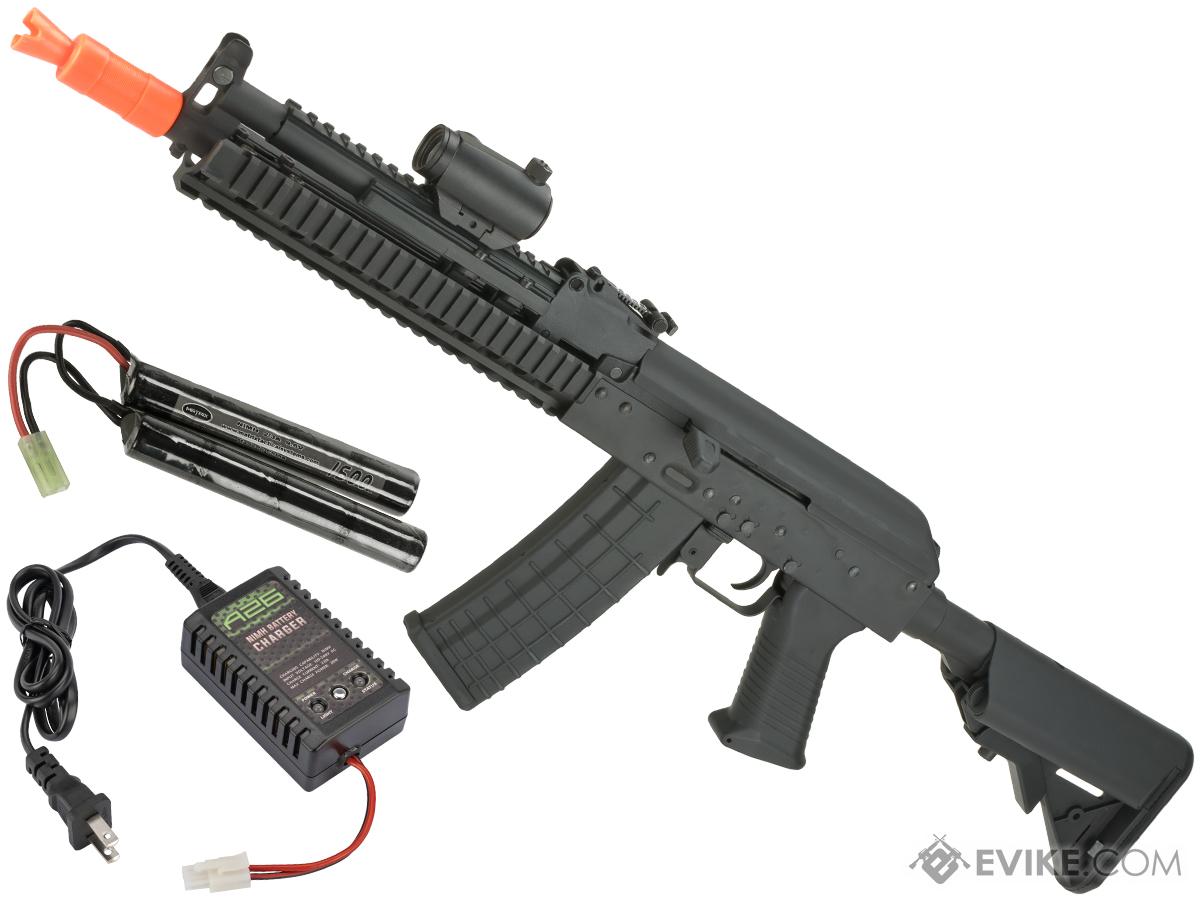 CYMA Full Metal AK74 Tactical Airsoft AEG Rifle w/ Reinforced Gearbox (Color: Black / Add 9.6v NiMH Battery + Charger)