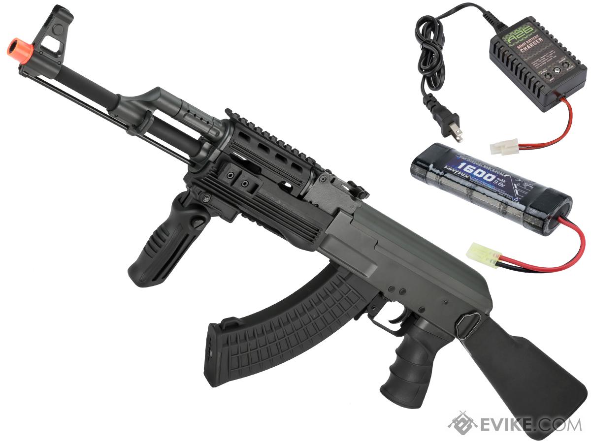CYMA Sport Airsoft AK47 AEG Rifle w/Simulated Wood Furniture Package: 9.6v NiMH Battery + Charger Evike Airsoft 