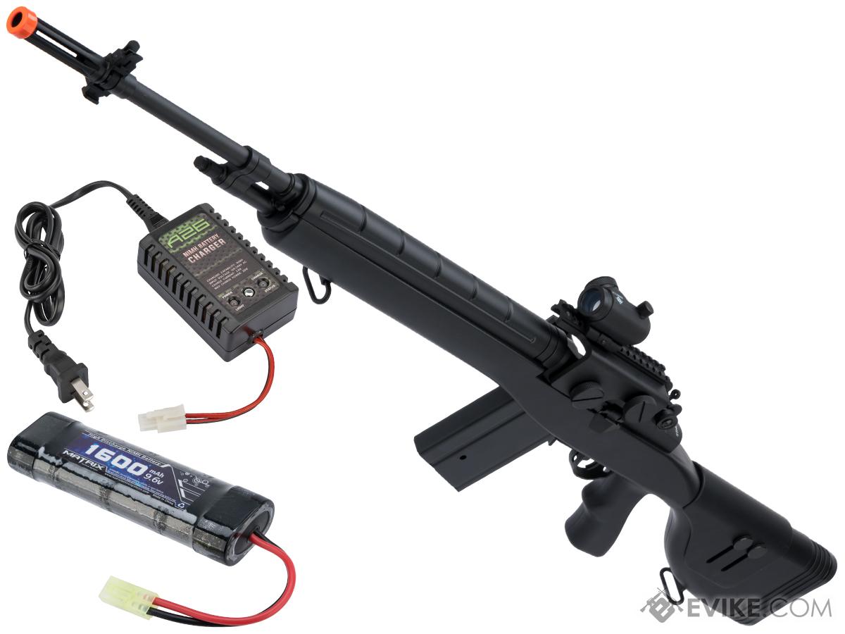 CYMA Sport M14 DMR Airsoft AEG Rifle (Color: Black / 9.6v Battery + Charger)