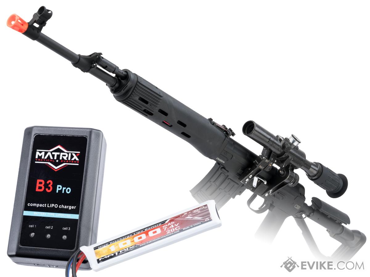 CYMA Standard SVD-S Airsoft AEG Sniper Rifle with Folding Stock (Package: Add 7.4v LiPo Battery + Charger)