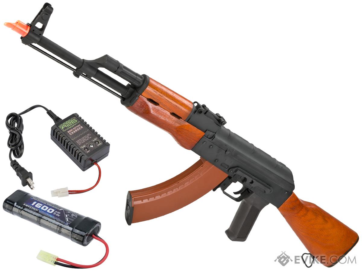CYMA Full Metal AK AKM Airsoft AEG Rifle (Model: Real Wood / Add 9.6v NiMH Battery + Charger)