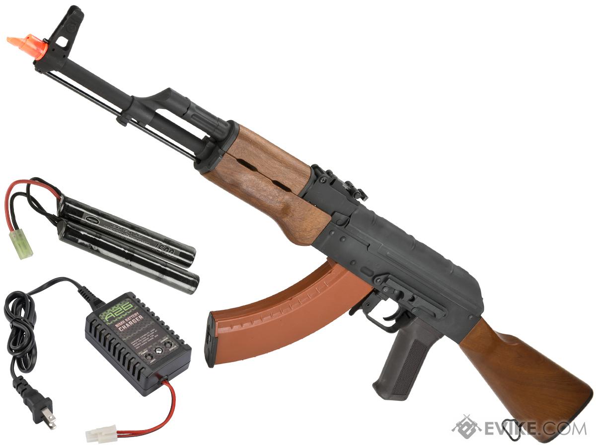 CYMA Full Metal AK AKM Airsoft AEG Rifle (Model: Imitation Wood / Add 9.6v NiMH Battery + Charger)