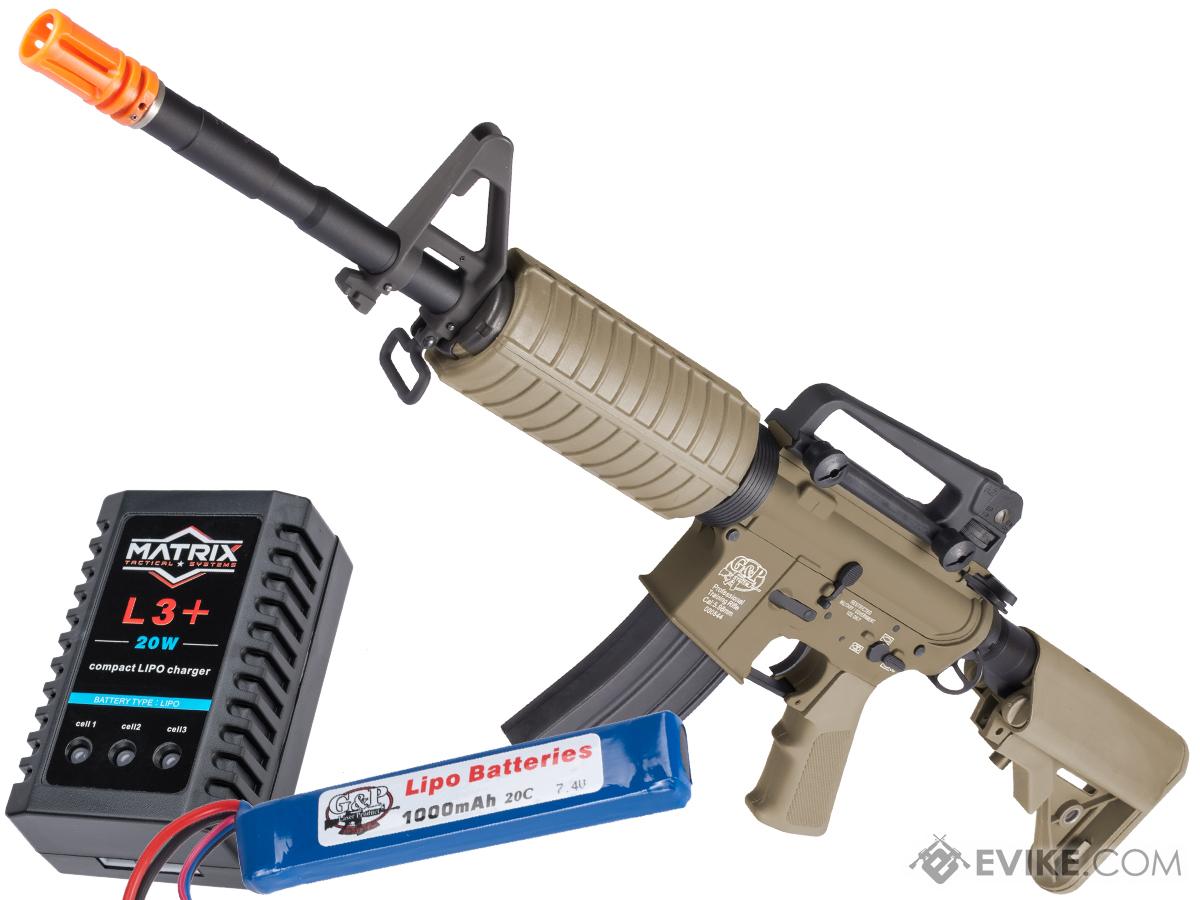 G&P Full Metal Advanced M4 Carbine AEG w/ Crane Stock (Model: Dark Earth Add Battery + Charger)