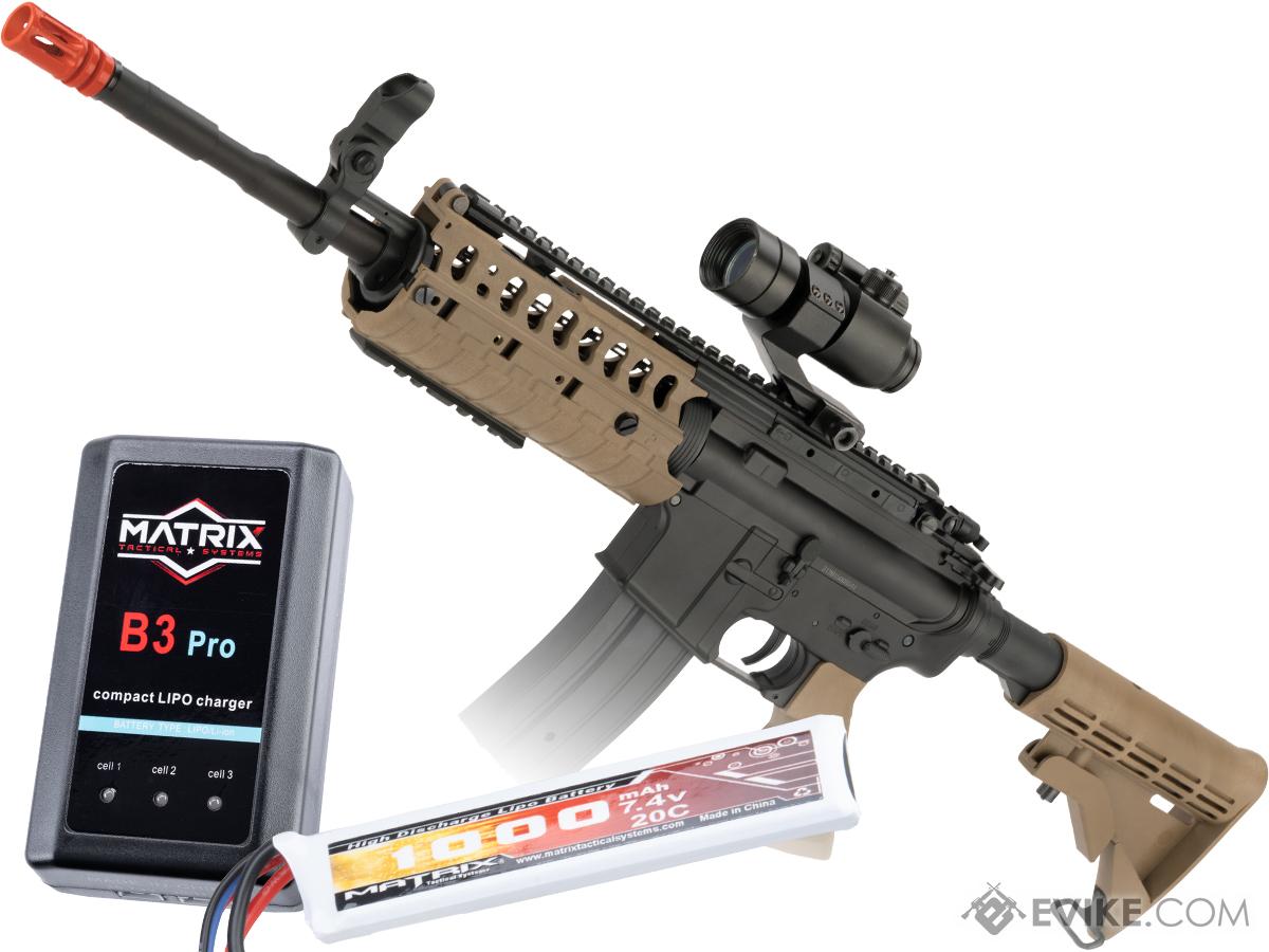 Golden Eagle M4 Tactical-System V.II Full Size Airsoft AEG Rifle (Color: Tan - 7.4v LiPo Battery Package)