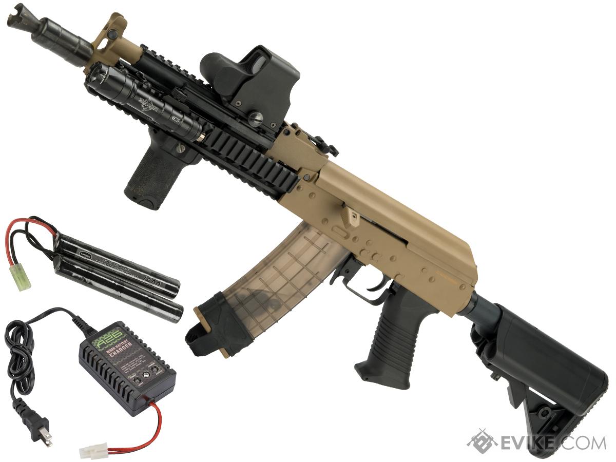 JG AK47 Dynamic Tactical RIS Airsoft AEG w/ Metal Gearbox (Color: Tan - 9.6v NiMH Battery Package)