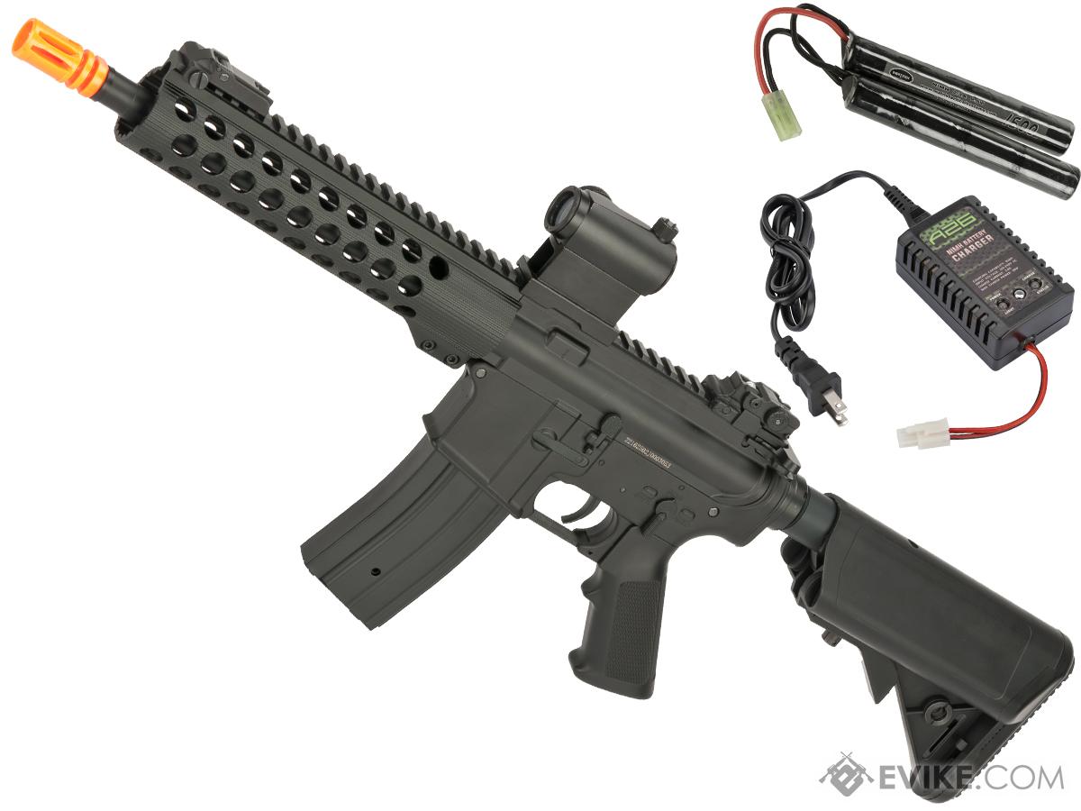 Golden Eagle 6612 9 M4 Airsoft AEG with Modular Handguard and Retractable Stock (Package: Black - 9.6v Battery Package)