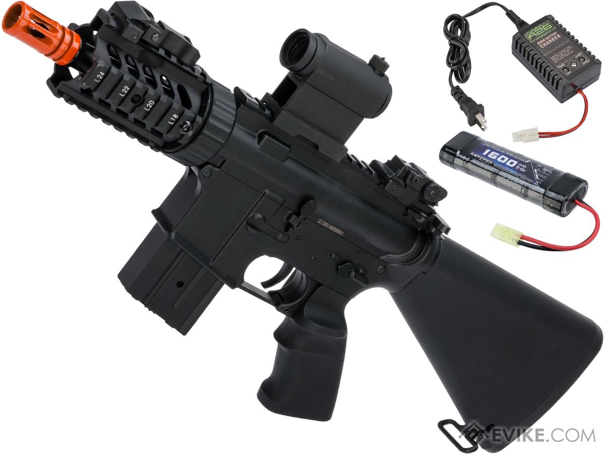 Golden Eagle Li-poly Ready Stubby CQB M4 Airsoft AEG w/ Reinforced Black Metal Gearbox (Color: Black - 9.6v Battery Package)