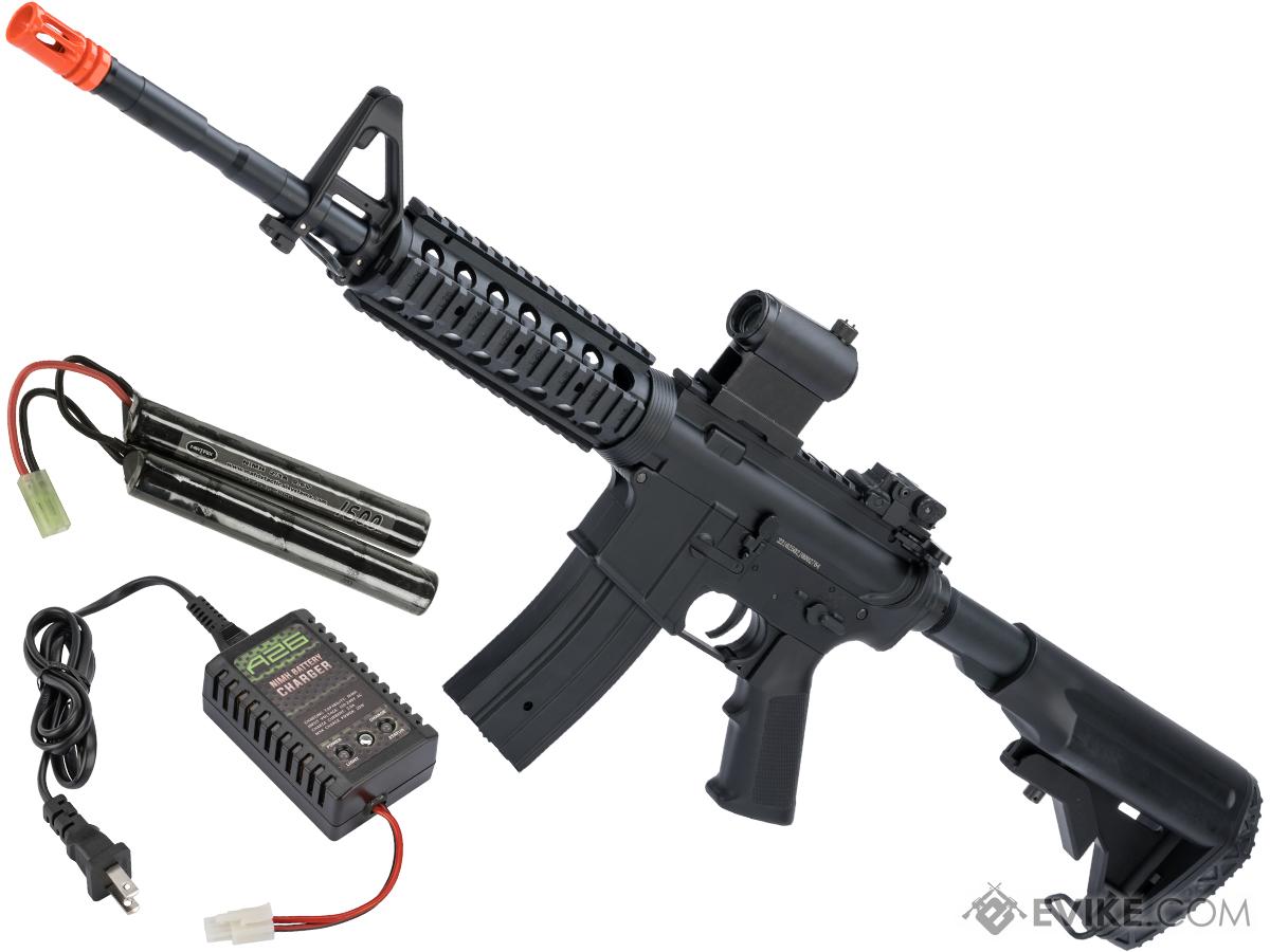 Golden Eagle M4 RIS Airsoft AEG Rifle w/ Hurricane Type Crane Stock (Package: Black / 9.6v Battery Package)