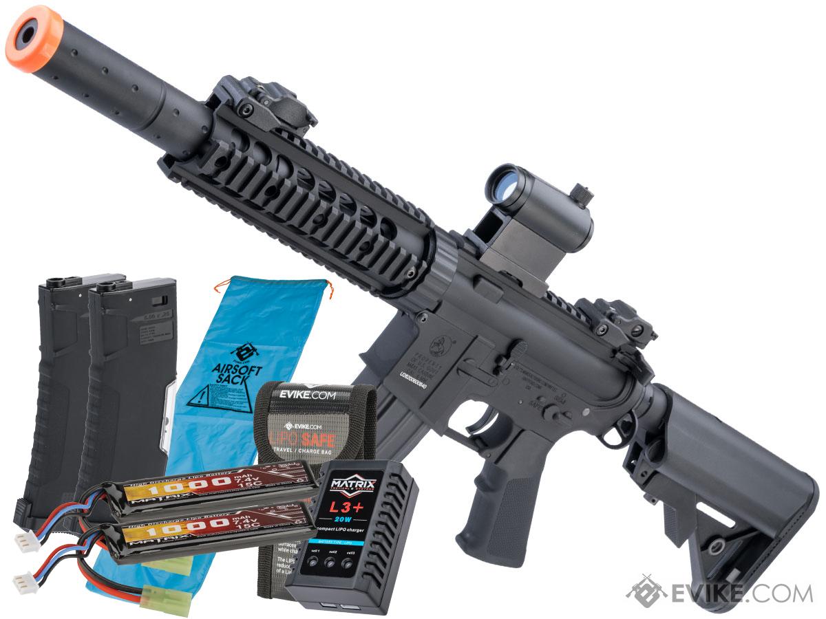 Colt Licensed Elite Line Full Metal M4 AEG by Cybergun (Model: M4 CQB-R w/ 7 Rail / Black / Go Airsoft Package)