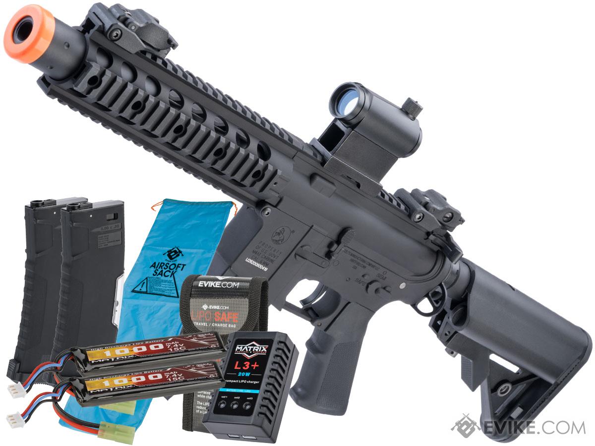 Colt Licensed Elite Line Full Metal M4 AEG by Cybergun (Model: M4 SBR w/ 8 Quadrail / Go Airsoft Package)