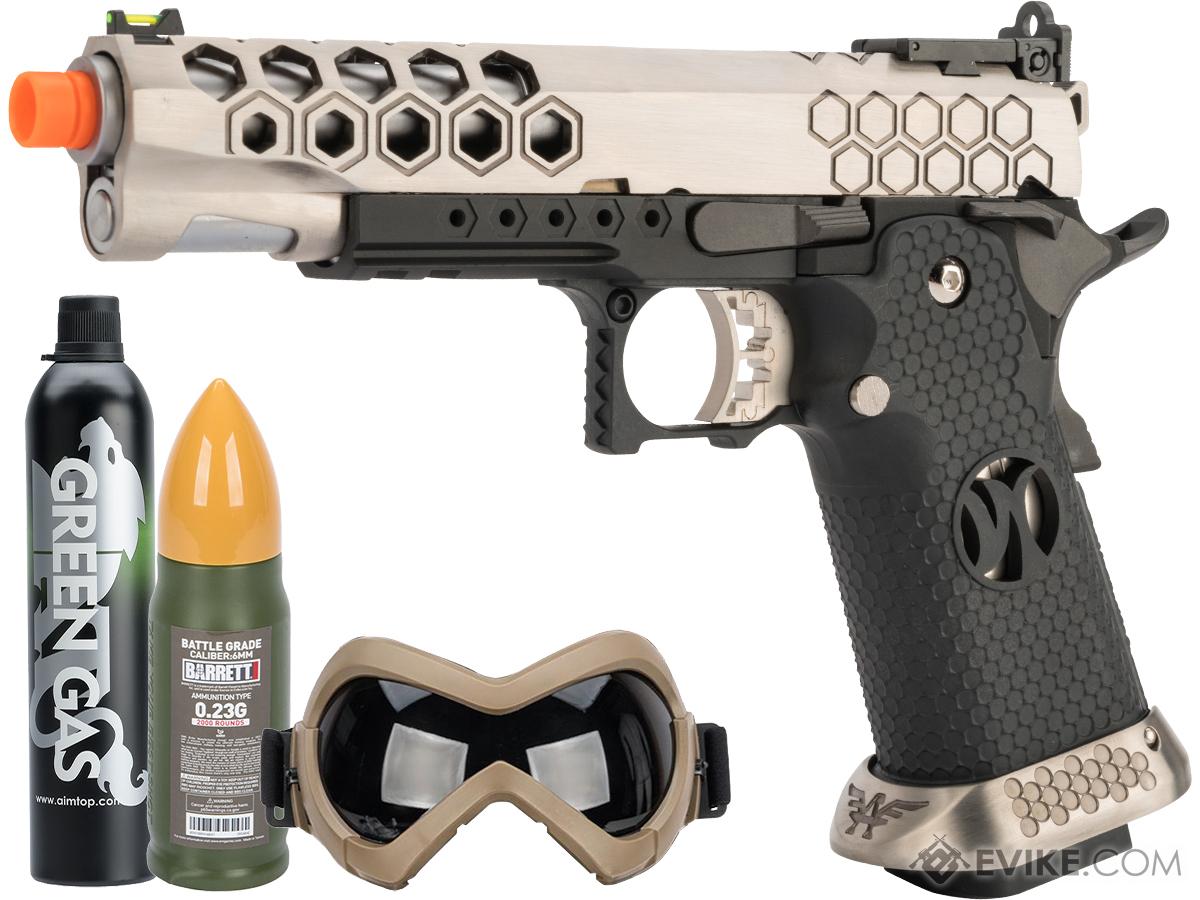 AW Custom HX25 Honeycomb Competition Ready Gas Blowback Airsoft Pistol (Color: Silver / Starter's Package)