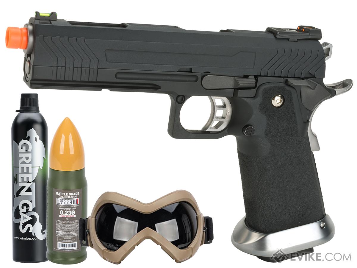 AW Custom Hi-Capa Competition Grade Gas Blowback Airsoft Pistol (Color: Black / Starter's Package)