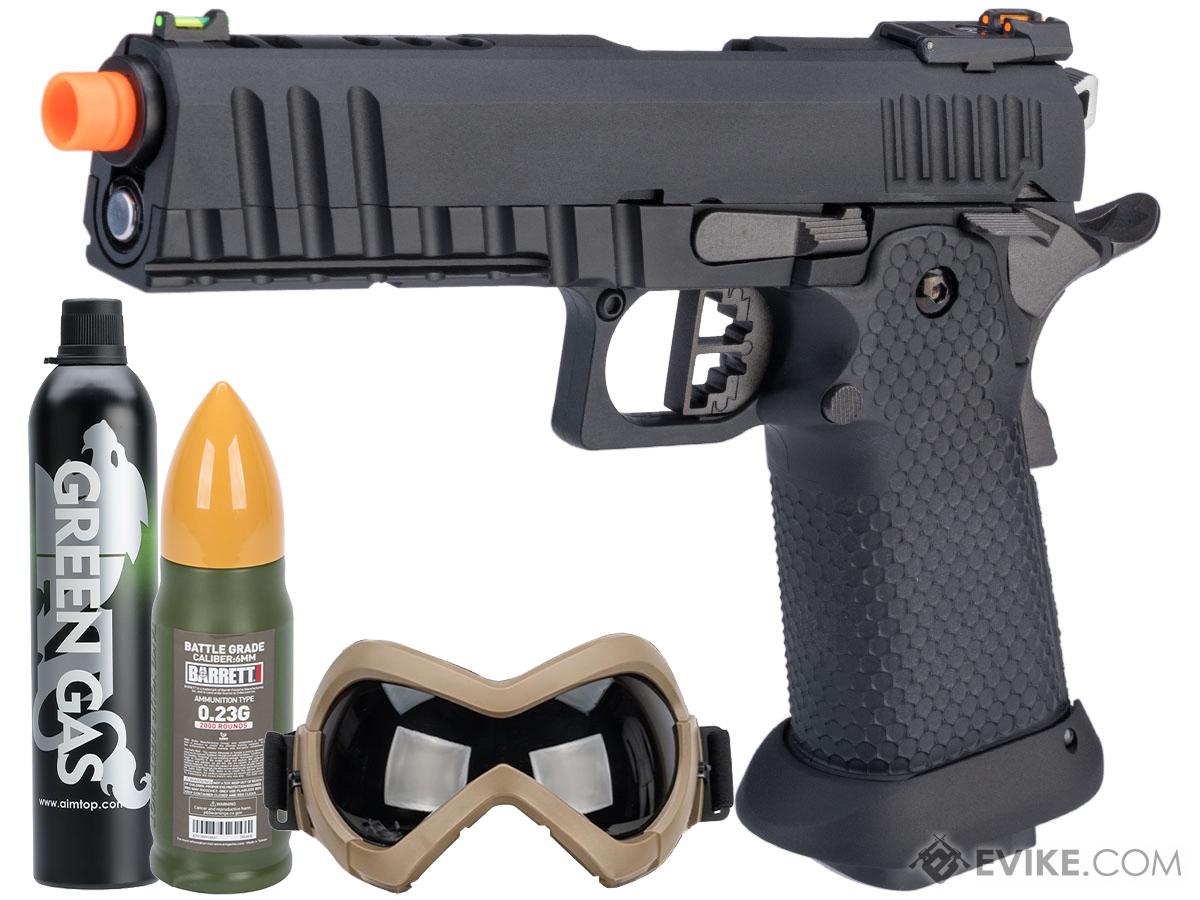 AW Custom Full Auto Ace Competitor Hi-CAPA Gas Blowback Airsoft Pistol (Package: Black / Green Gas / Starter's Package)