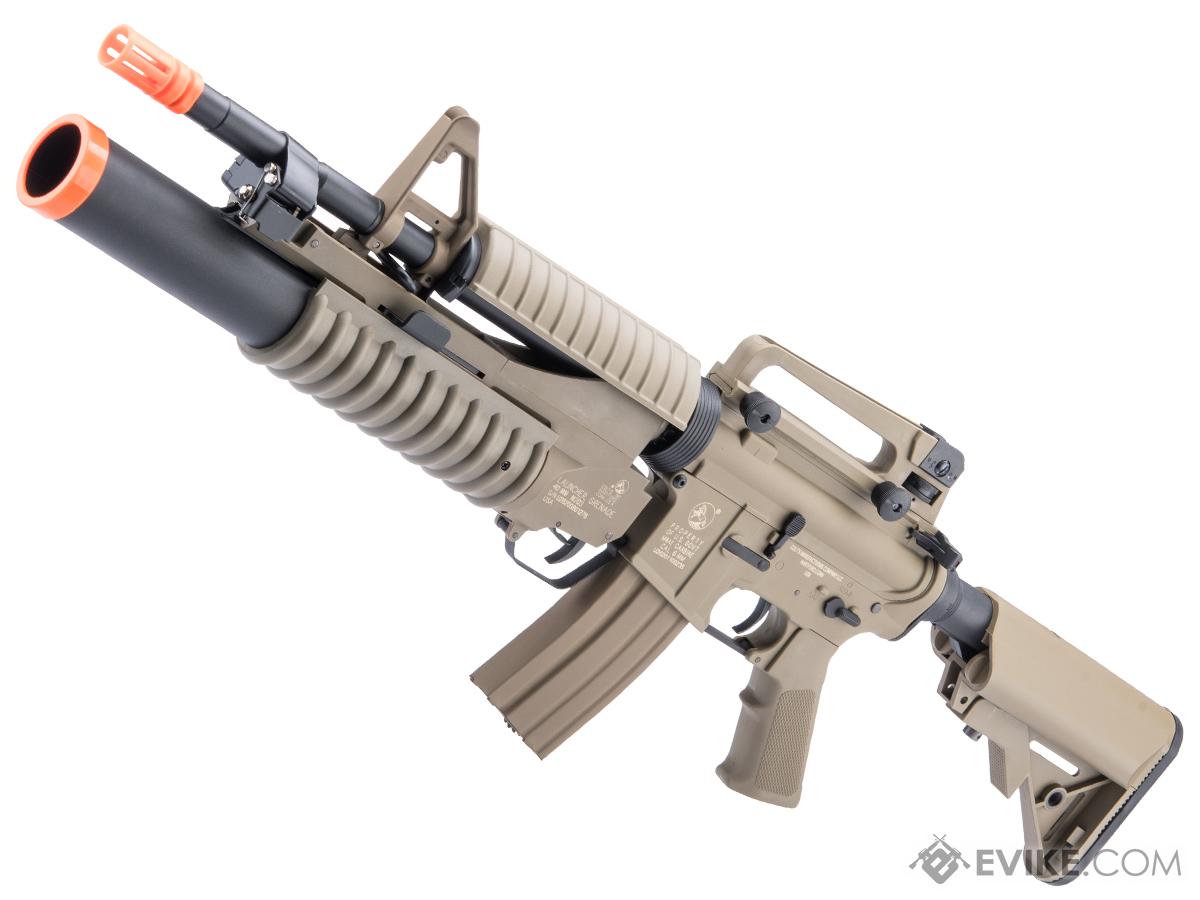 Cybergun Licensed Colt Sportsline M4 AEG Rifle w/ G3 Micro-Switch Gearbox (Model: M4A1 w/ Crane Stock / Tan / M203 Package)