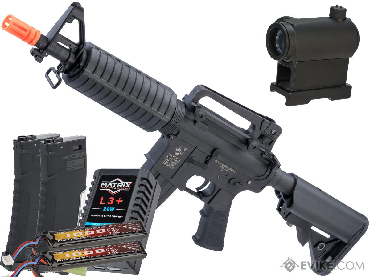 Cybergun Licensed Colt Sportsline M4 AEG Rifle w/ G3 Micro-Switch Gearbox (Model: M4 Commando w/ Crane Stock / Black / Go Airsoft Package)