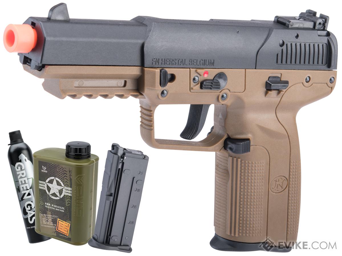 FN Herstal Licensed Five-seveN Airsoft GBB Pistol by Cybergun (Color: Flat Dark Earth / Essentials Pack)
