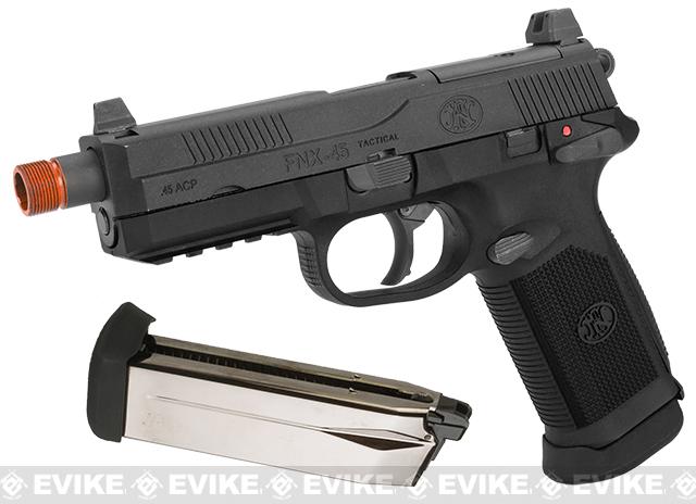 Cybergun FN Herstal Licensed FNX-45 Tactical Airsoft Gas Blowback Pistol by VFC (Color: Black / Add 3 Extra Magazines)