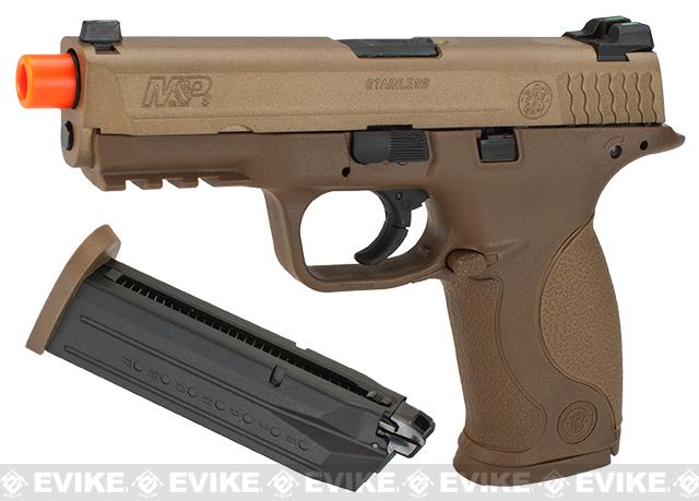 Smith & Wesson Licensed M&P 9 Full Size Airsoft GBB Pistol by VFC (Package: Tan / Add Two Extra Magazine + Suppressor)